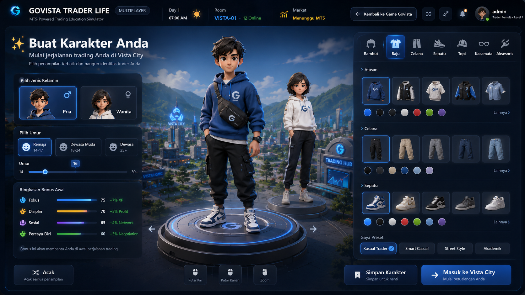 Preview buat karakter Govista Trader Life